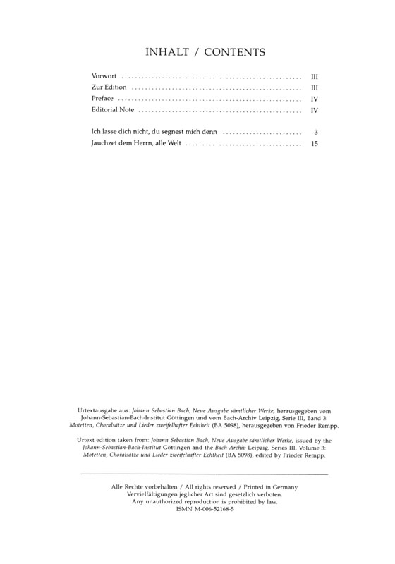 J.S. Bach【Motetten Zweifelhafter Echtheit BWV Anh. 159/160】Partitur/Score J.S. Bach【Motetten Zweifelhafter Echtheit BWV Anh. 159/160】Partitur/Score