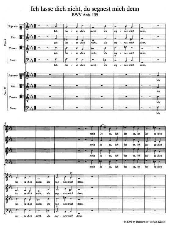 J.S. Bach【Motetten Zweifelhafter Echtheit BWV Anh. 159／160】Partitur／Score