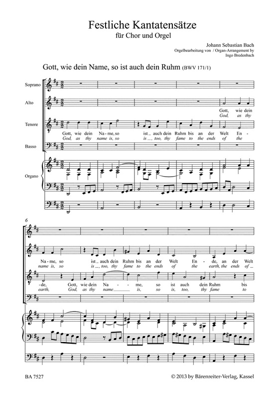 J.S. Bach【Festliche Chorsatze Aus Kantaten－Bearbeitet Für Chor Und Orgel】Partitur／Score