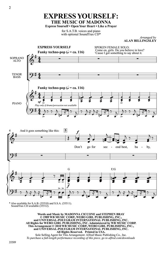 Express Yourself【 The Music of Madonna】SATB With Piano