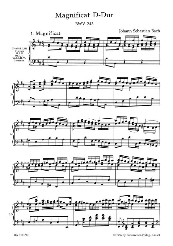 J.S. Bach【Magnificat In D-Dur , BWV 243】Klavierauszug ,Vocal Score