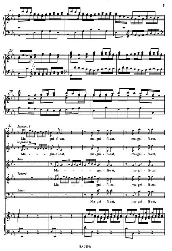 J.S. Bach【Magnificat In Es-Dur , BWV 243a 】Klavierauszug ,Vocal Score