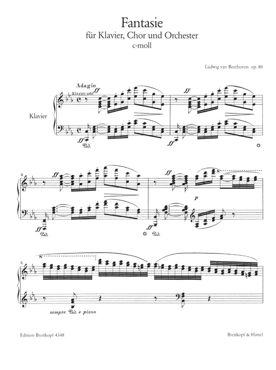 Beethoven【Fantasie C-moll , Op. 80】für Klavier, Chor Und Orchester , Klavierauszug