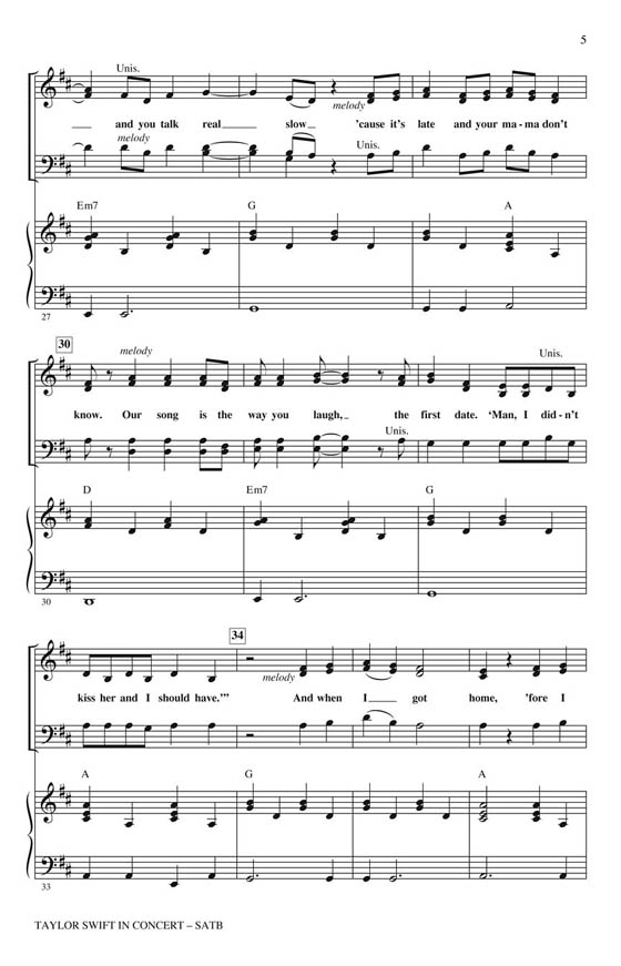 Taylor Swift in Concert (Medley) SATB