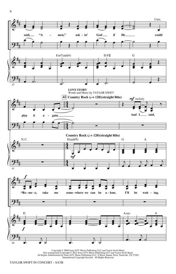 Taylor Swift in Concert (Medley) SATB Taylor Swift in Concert (Medley) SATB