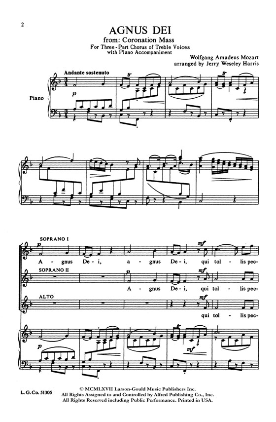 【Agnus Dei By W.A.Mozart】SSA Accompanied 【Agnus Dei By W.A.Mozart】SSA Accompanied