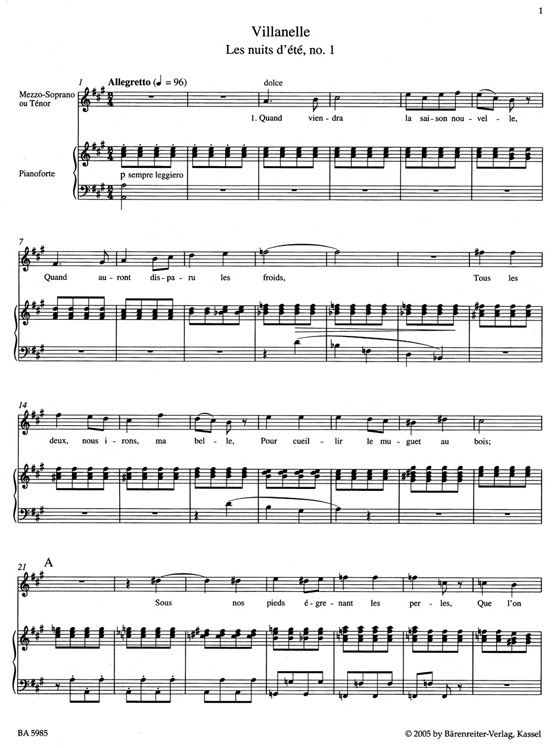 Berlioz 【Melodies／Songs／Lieder】for High Voice and Piano , Band 2