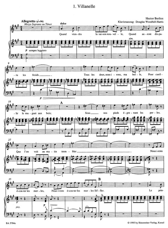 Berlioz【Les Nuits D'ete】High Voice , Vocal Score / Klavierzuszug