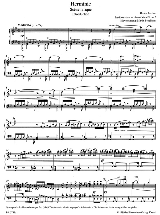 Berlioz【Herminie－Scene Lyrique】Partition Chant Et Piano / Vocal Score , Klavierzuszug