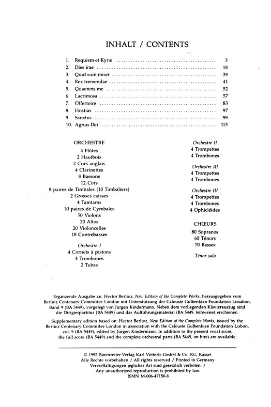 Berlioz【Grande Messe des Morts-Requiem】Klavierauszug , Vocal Score Berlioz【Grande Messe des Morts-Requiem】Klavierauszug , Vocal Score