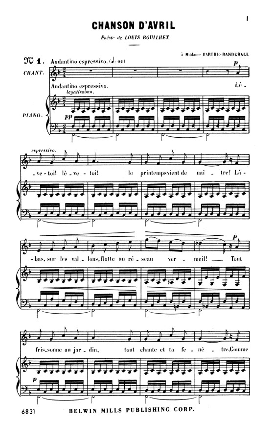 Bizet【Twenty Melodies】For Soprano Or Tenor With French Text