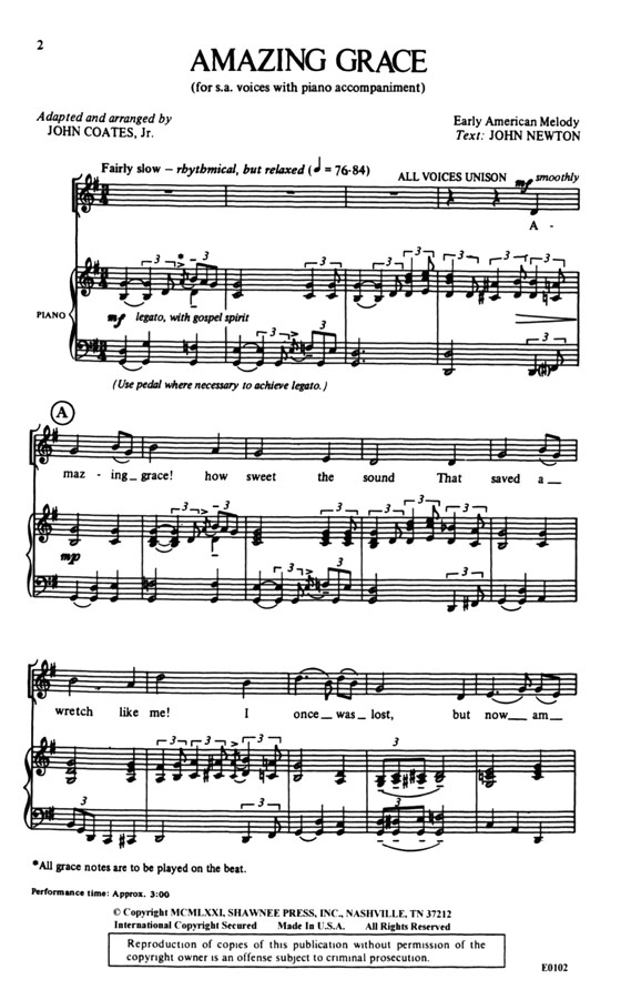 【Amazing Grace-Early American Melody】SA 【Amazing Grace-Early American Melody】SA