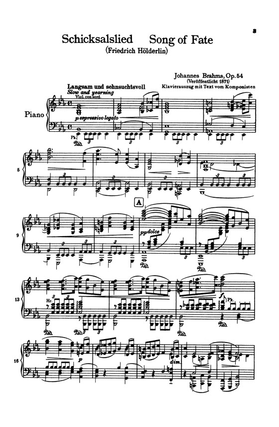 Brahms【Song of Fate－Schicksalslied , Opus 54】Choral Score