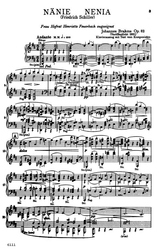 Brahms【Nänie , Opus 82】Chorus Score Brahms【Nänie , Opus 82】Chorus Score