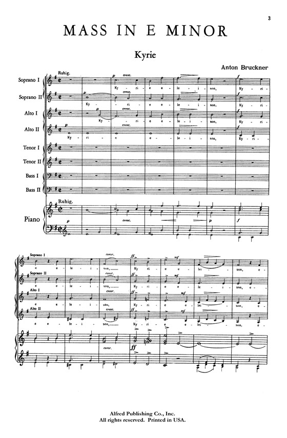 Bruckner【Mass No. 2 in E Minor】for Eight-Part Chorus and Wind Orchestra , Choral Score Bruckner【Mass No. 2 in E Minor】for Eight-Part Chorus and Wind Orchestra , Choral Score