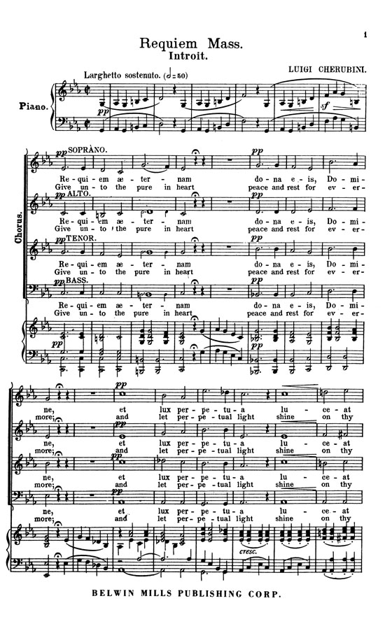 Cherubini【Requiem Mass in C Minor】Choral Score