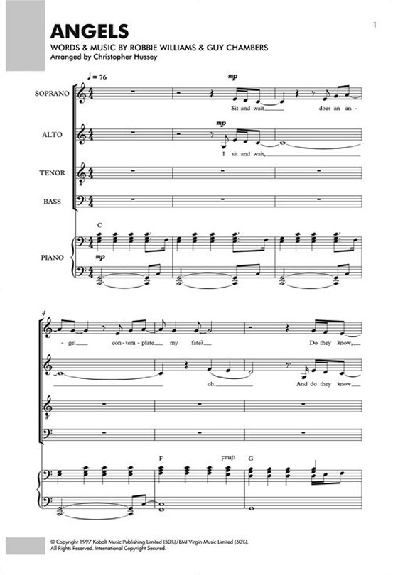 【Robbie Williams Angels】SATB／Piano