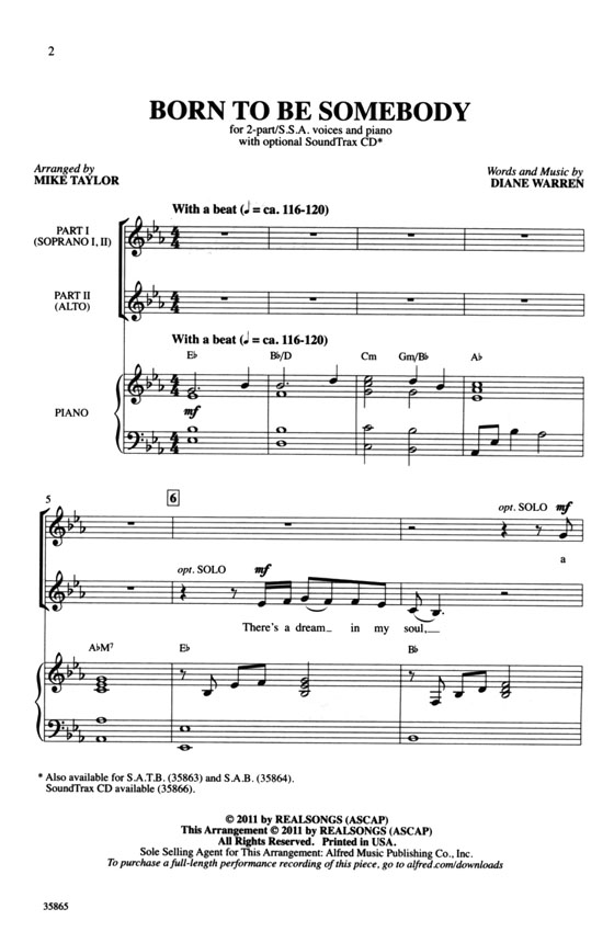 【Born to Be Somebody】2-part/SSA with Piano 【Born to Be Somebody】2-part/SSA with Piano