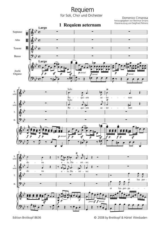 Cimarosa【Requiem】für Soli, Chor und Orchester , Klavierauszug Cimarosa【Requiem】für Soli, Chor und Orchester , Klavierauszug