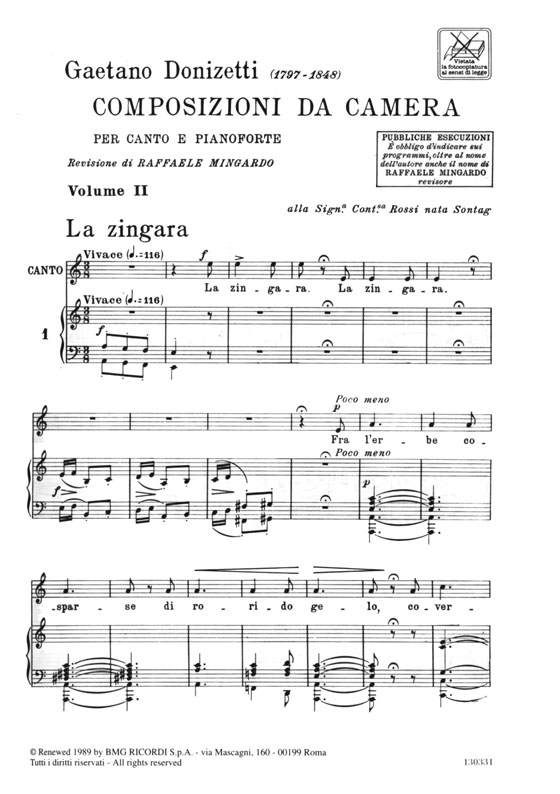 Donizetti【Composizioni de camera , Vol. Ⅱ】per canto e pianoforte