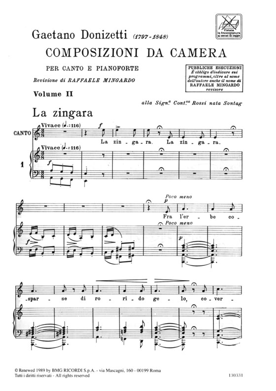 Donizetti【Composizioni de camera , Vol. Ⅱ】per canto e pianoforte Donizetti【Composizioni de camera , Vol. Ⅱ】per canto e pianoforte