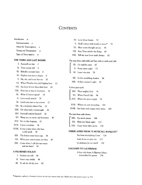 Dowland【 John Dowland's Lute Songs】Third and Fourth Books with Original Tablature