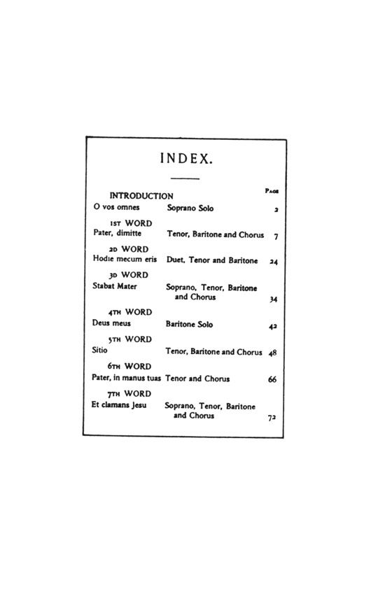 Dubois【The Seven Last Words of Christ－A Sacred Cantata】For Soli, Chorus and Orchestra , Vocal Score