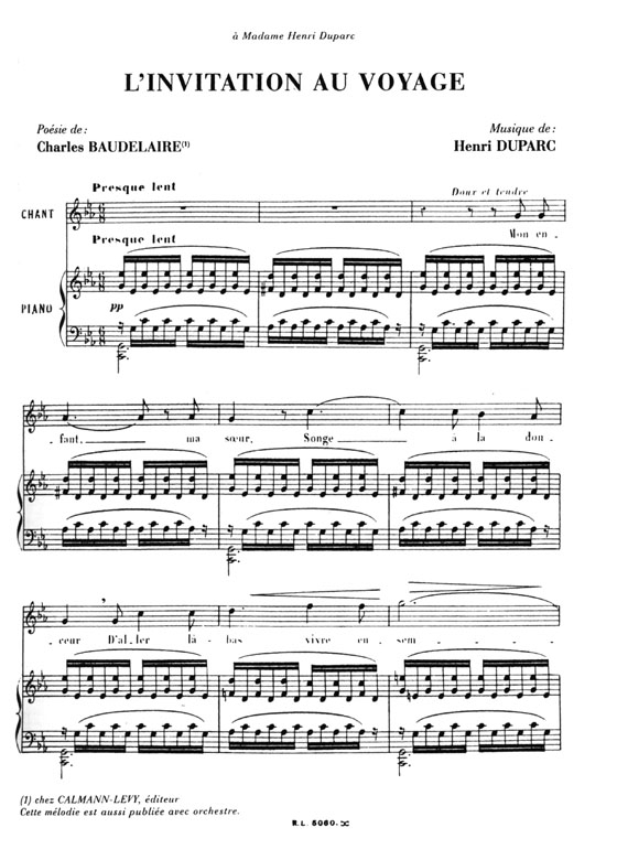 Henri Duparc【CD+樂譜】Treize Melodies , Vol. 1 pour voux elevees & piano