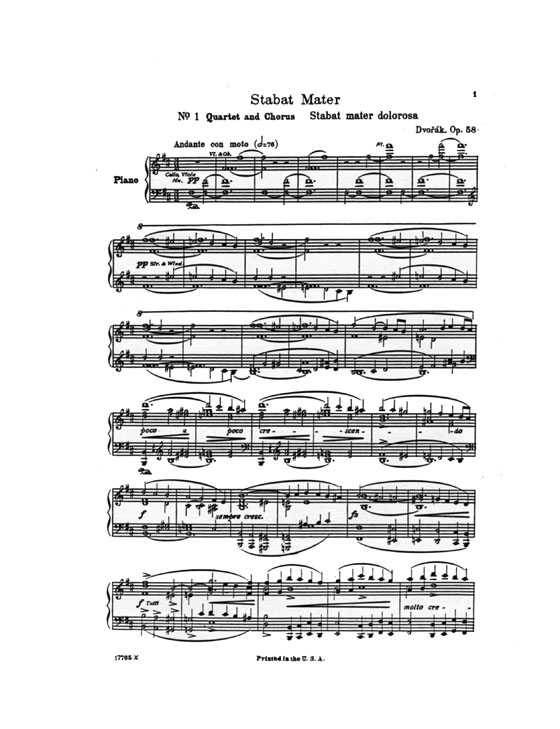 Dvorak【Stabat Mater , Op. 58】For Soli, Chorus and Orchestra , Vocal Score