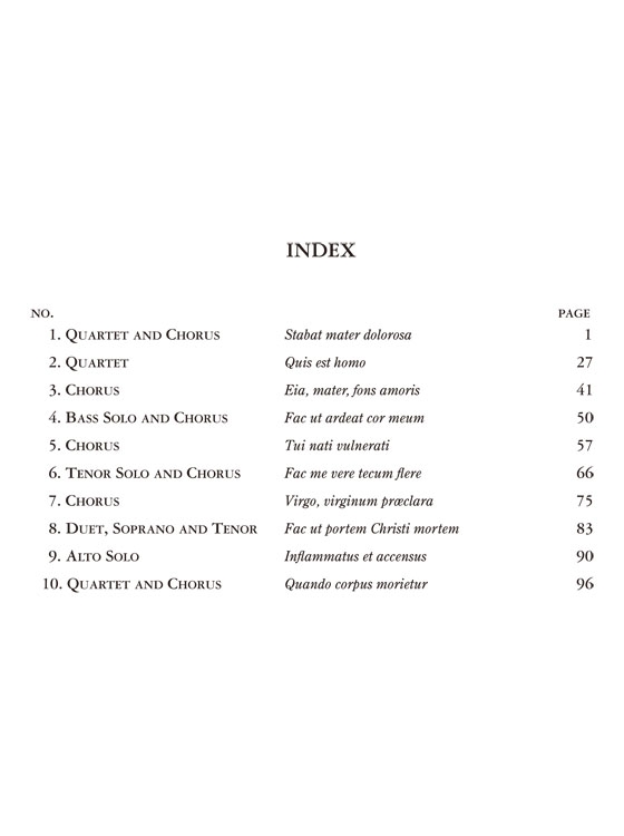 Dvorak【Stabat Mater , Opus 58】for Soli, Chorus and Orchestra with Latin text , Choral Score Dvorak【Stabat Mater , Opus 58】for Soli, Chorus and Orchestra with Latin text , Choral Score