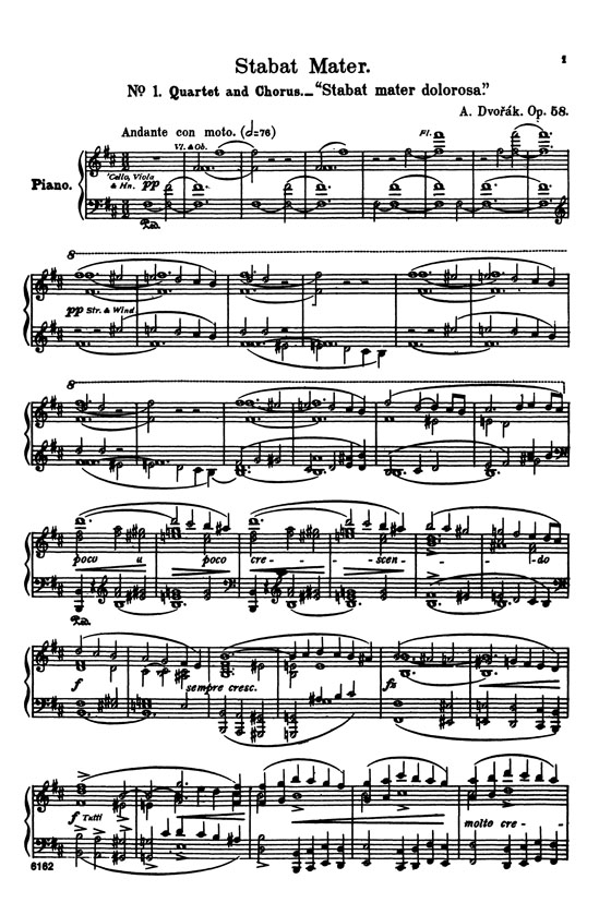 Dvorak【Stabat Mater , Opus 58】for Soli, Chorus and Orchestra with Latin text , Choral Score Dvorak【Stabat Mater , Opus 58】for Soli, Chorus and Orchestra with Latin text , Choral Score