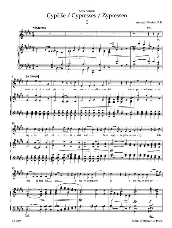 Dvorak【Cyprise / Cypresses】pro tenor a Klavir , B 11