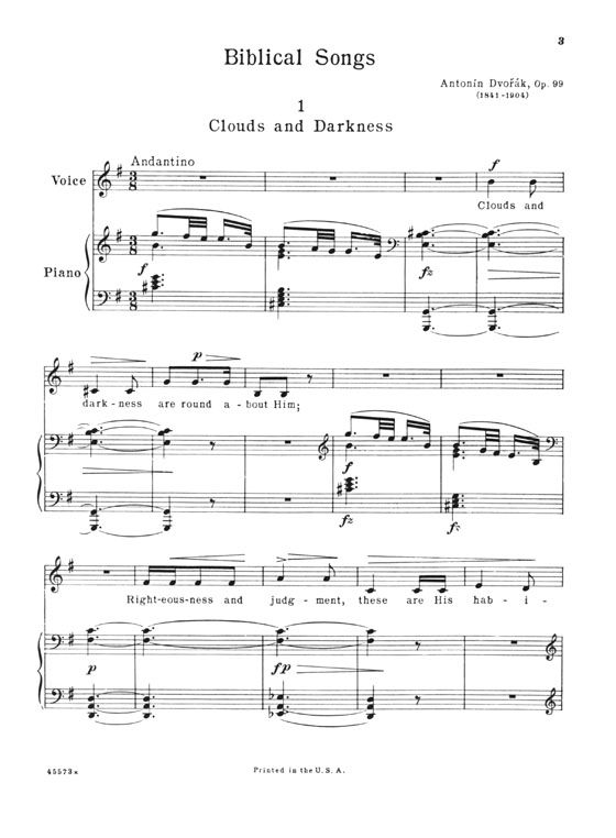 Dvorak【Biblical Songs , Op. 99】For Low Voice Dvorak【Biblical Songs , Op. 99】For Low Voice