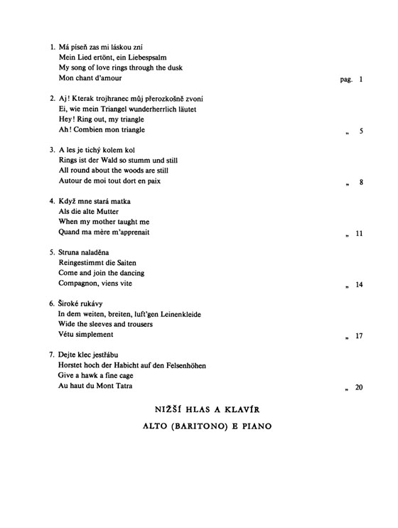 Dvorak【Ciganske Melodie , Op. 55】Alto (Baritono) e Piano