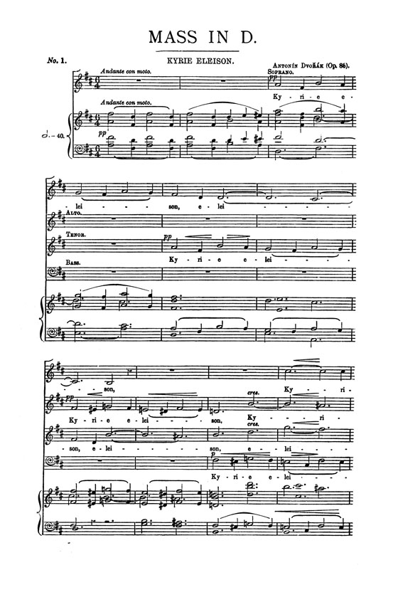 Dvorak【Mass In D Major】for Soli, Chorus and Orchestra , Choral Score Dvorak【Mass In D Major】for Soli, Chorus and Orchestra , Choral Score