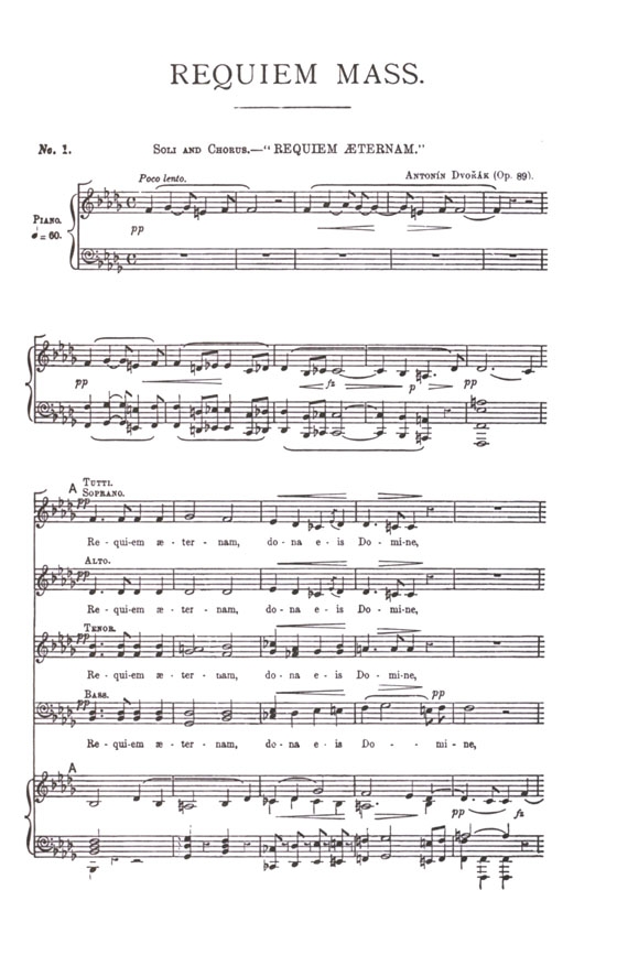 Dvorak【Requiem Mass , Opus 89 】for Soli, Chorus and Orchestra , Choral Score