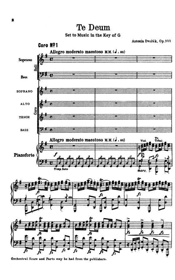 Dvorak【Te Deum , Opus 103】Choral Score Dvorak【Te Deum , Opus 103】Choral Score