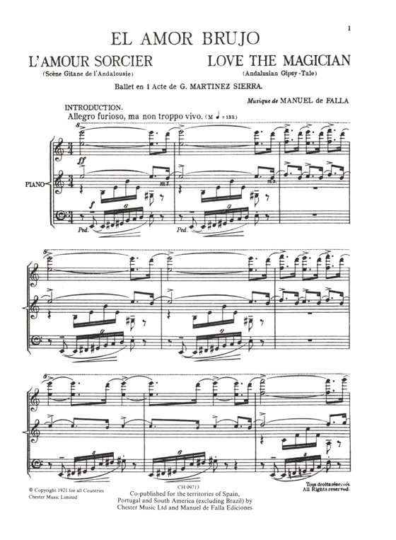 Manuel de Falla【El Amor Brujo】Vocal Score