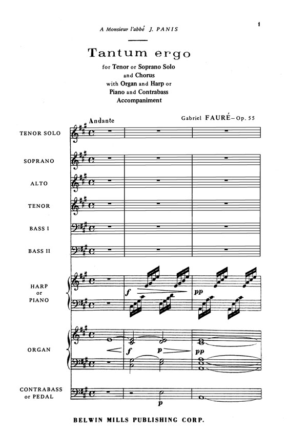 Faure【Tantum Ergo】for Tenor or Soprano Solo and Chorus