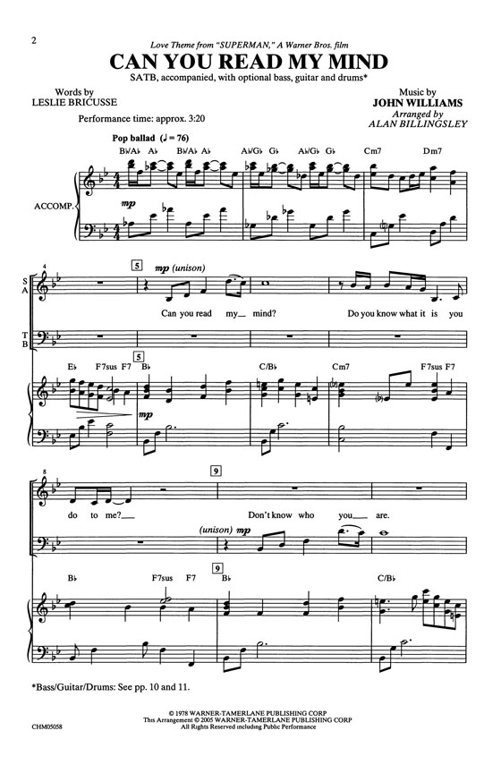 【Can You Read My Mind】SATB 【Can You Read My Mind】SATB