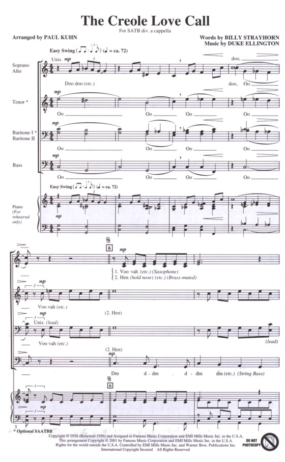 【The Creole Love Call】SATB div. a cappella 【The Creole Love Call】SATB div. a cappella
