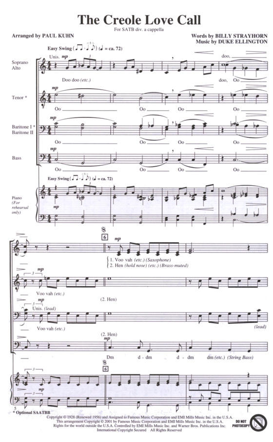 【The Creole Love Call】SATB div. a cappella