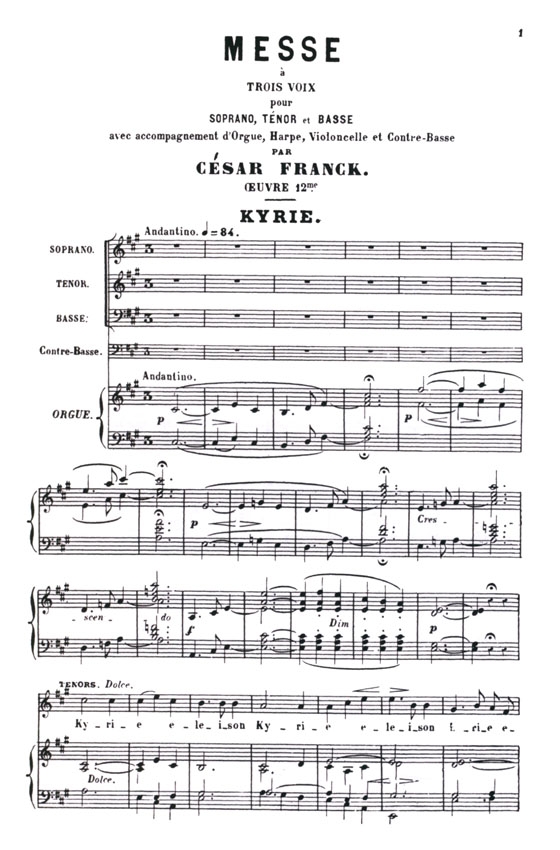 Franck【 Solemn Mass , Opus 12】Choral Score Franck【 Solemn Mass , Opus 12】Choral Score