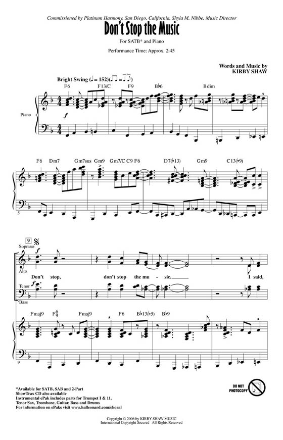 【Don't Stop The Music】SATB 【Don't Stop The Music】SATB