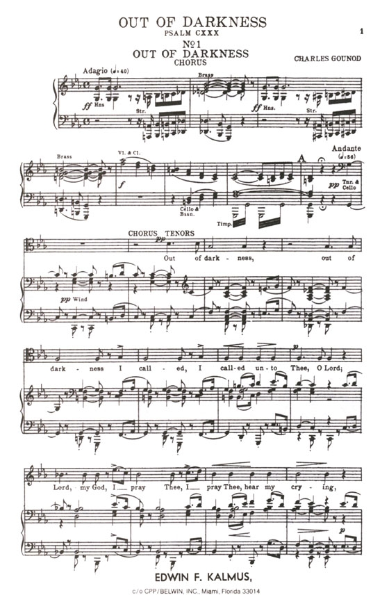 Gounod【Out of Darkness , Psalm 130】for Soli, Chorus and Orchestra with English text , Choral Score Gounod【Out of Darkness , Psalm 130】for Soli, Chorus and Orchestra with English text , Choral Score