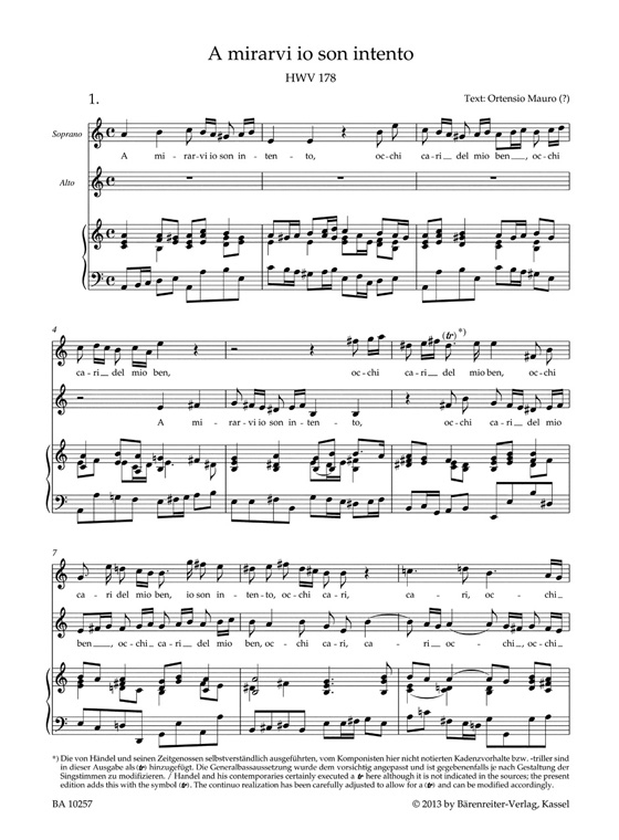 Handel【Kammerduette】für Sopran, Alt und Basso continuo HWV 178, 181, 185, 186, 190, 197 Handel【Kammerduette】für Sopran, Alt und Basso continuo HWV 178, 181, 185, 186, 190, 197