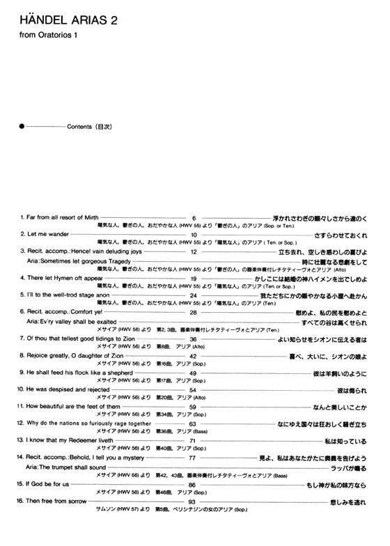 Handel【Arias 2 from Oratorios 1】ヘンデル アリア選集 2 オラトリオ編 1 Handel【Arias 2 from Oratorios 1】ヘンデル アリア選集 2 オラトリオ編 1