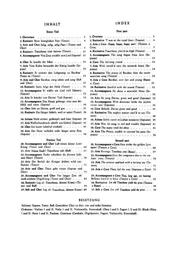 Handel【Alexander's Feast , HWV 75】Klavierauszug , Vocal Score