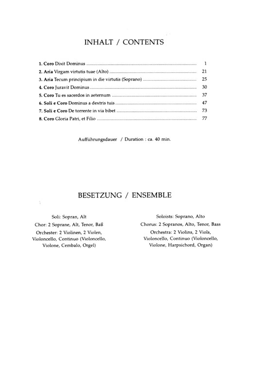 Handel【Dixit Dominus , HWV 232】Klavierauszug , Vocal Score Handel【Dixit Dominus , HWV 232】Klavierauszug , Vocal Score