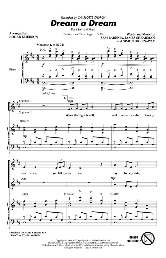 【Dream a Dream】SSA 【Dream a Dream】SSA